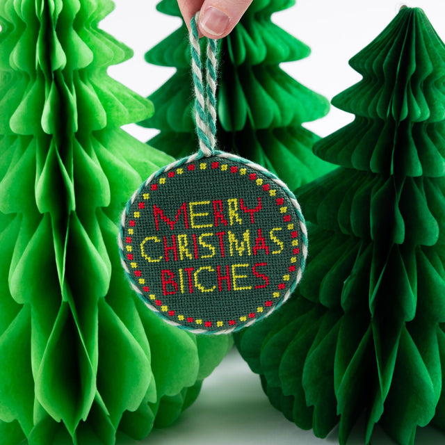 Needlepoint Ornament - Merry Christmas Bitches - Furbish Studio