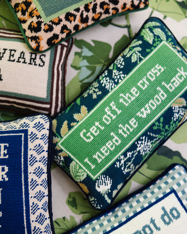 Get Off The Cross Needlepoint Pillow - Furbish Studio