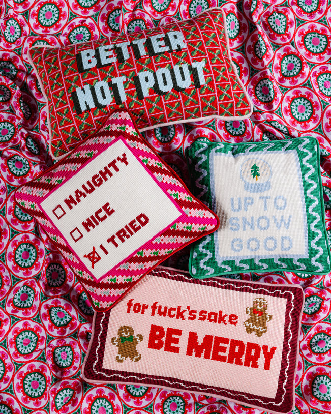 Be Merry Needlepoint Pillow - Furbish Studio