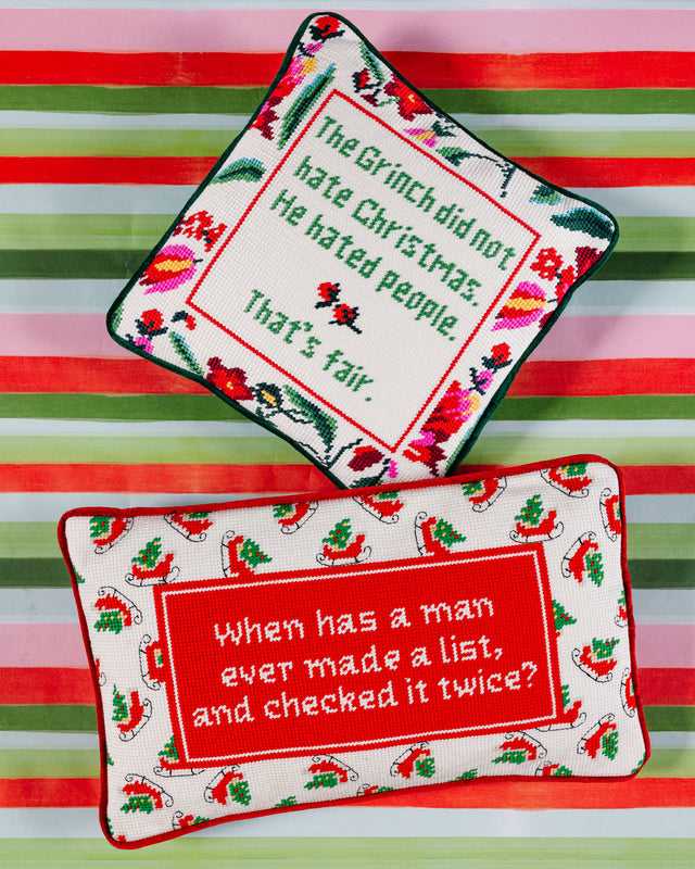 Check it Twice Needlepoint Pillow - Furbish Studio