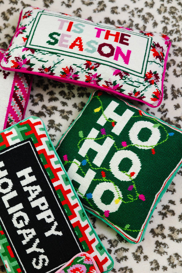Ho Ho Ho Needlepoint Pillow - Furbish Studio