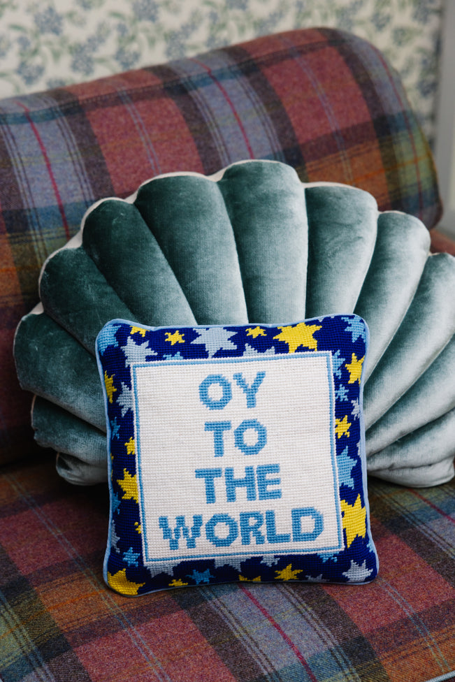 Oy Needlepoint Pillow - Furbish Studio