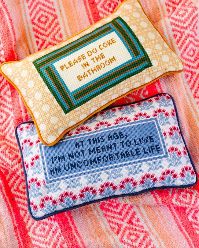 Bathroom Etiquette Needlepoint Pillow - Furbish Studio