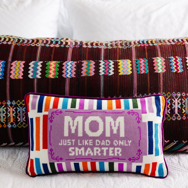 Mom Rules Needlepoint Pillow - Furbish Studio