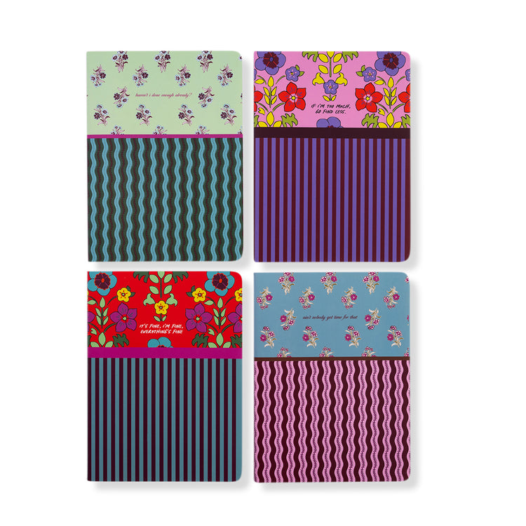 Stitched Notebook S/4 - Floral Stripes - Furbish Studio