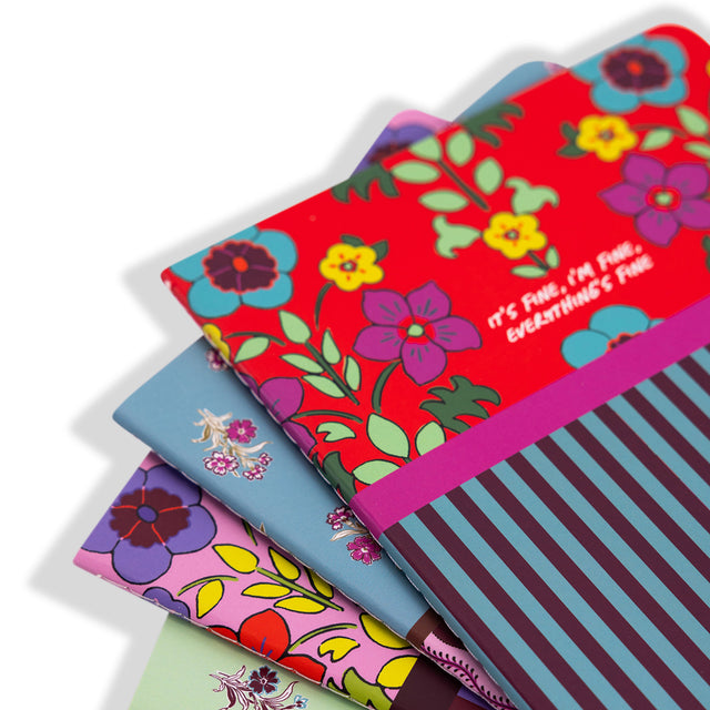 Stitched Notebook S/4 - Floral Stripes - Furbish Studio