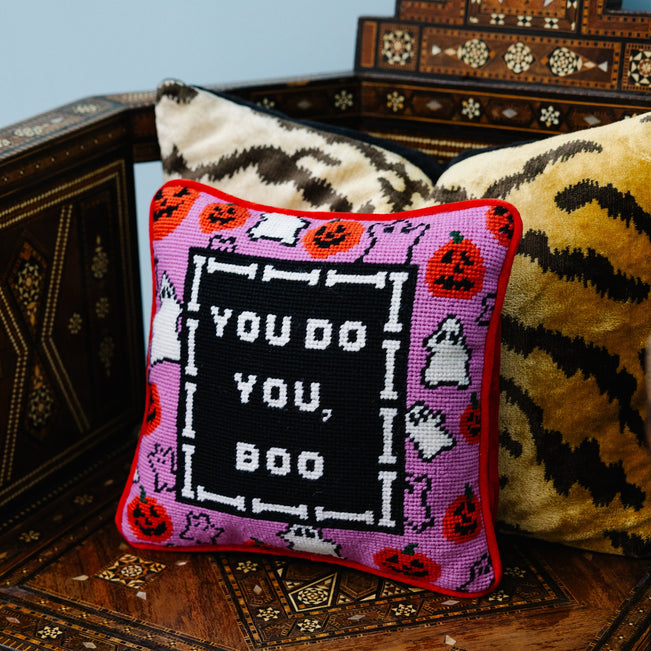 Boo Needlepoint Pillow - Furbish Studio