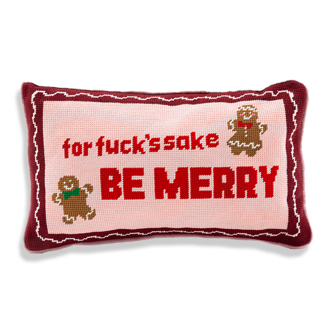 Be Merry Needlepoint Pillow - Furbish Studio