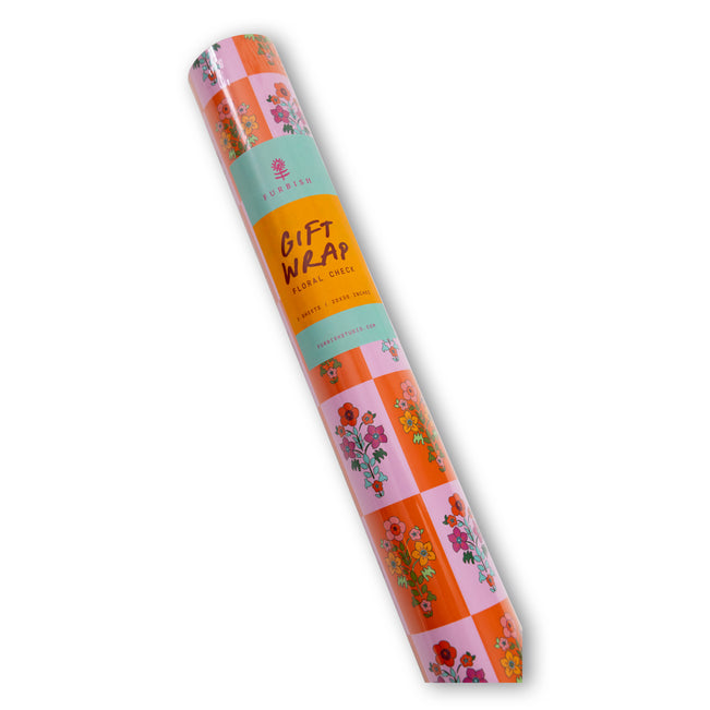 Wrapping Paper Sheets - Floral Check - Furbish Studio