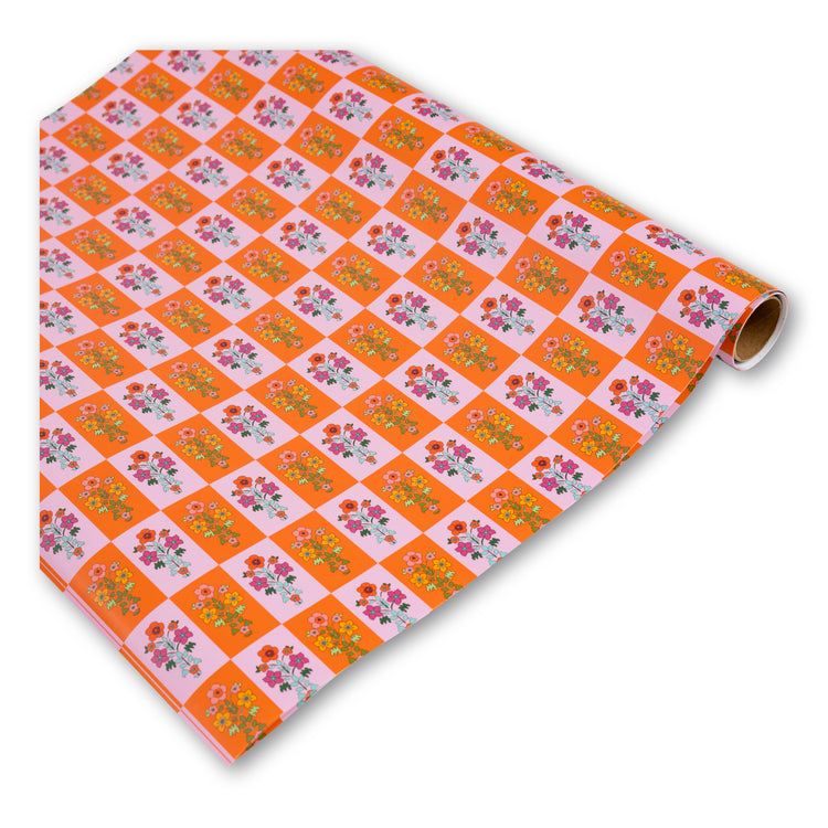 Wrapping Paper Sheets - Floral Check - Furbish Studio