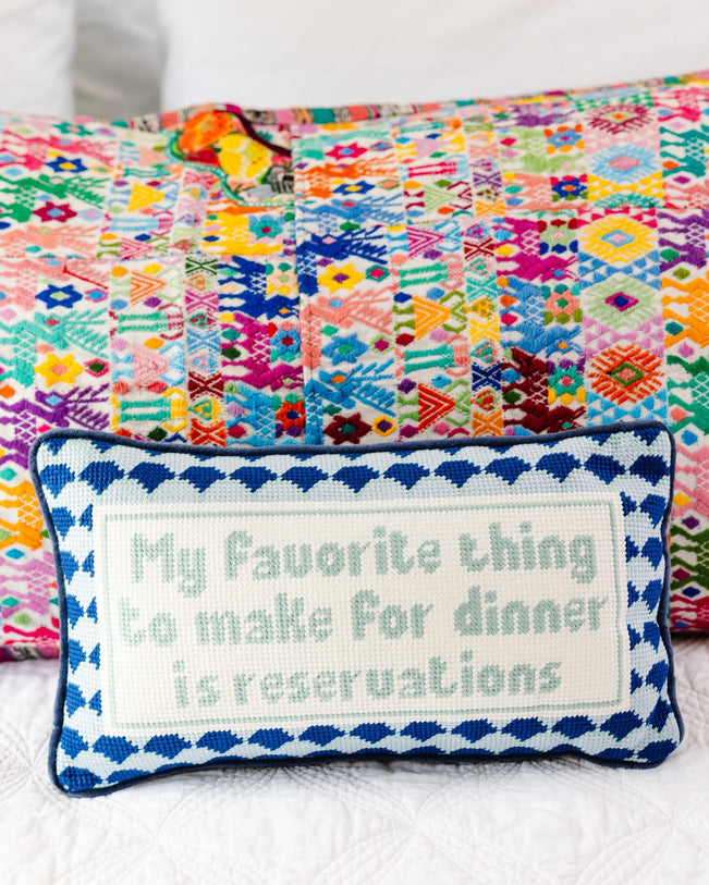 Reservations Needlepoint Pillow - Furbish Studio