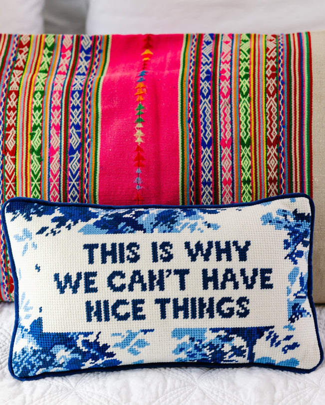 Nice Things Needlepoint Pillow - Furbish Studio
