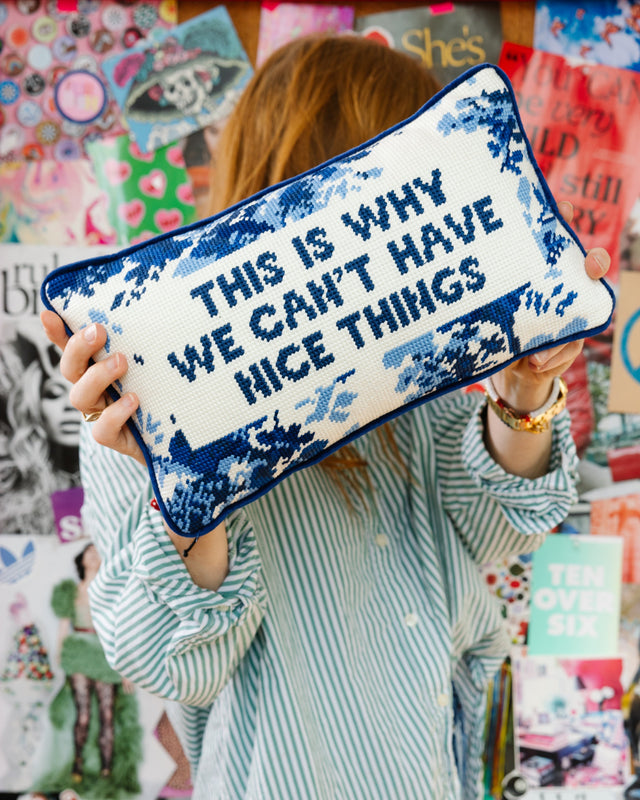 Nice Things Needlepoint Pillow - Furbish Studio