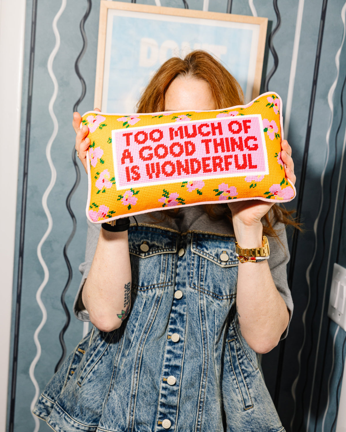 Too Much Needlepoint Pillow - Furbish Studio