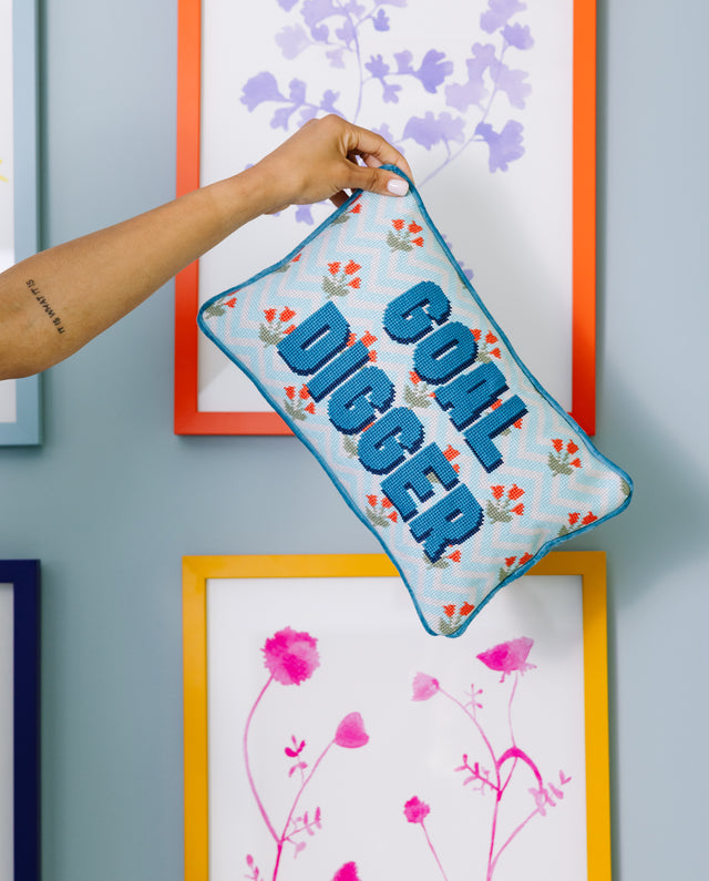 Goal Digger Needlepoint Pillow - Furbish Studio