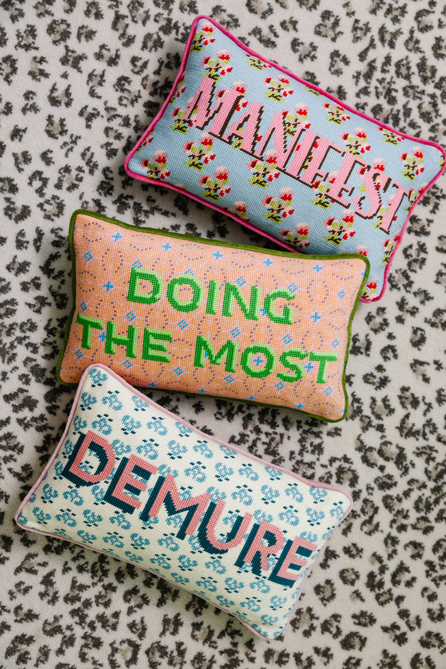Manifest Needlepoint Pillow - Furbish Studio