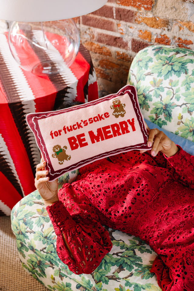 Be Merry Needlepoint Pillow - Furbish Studio
