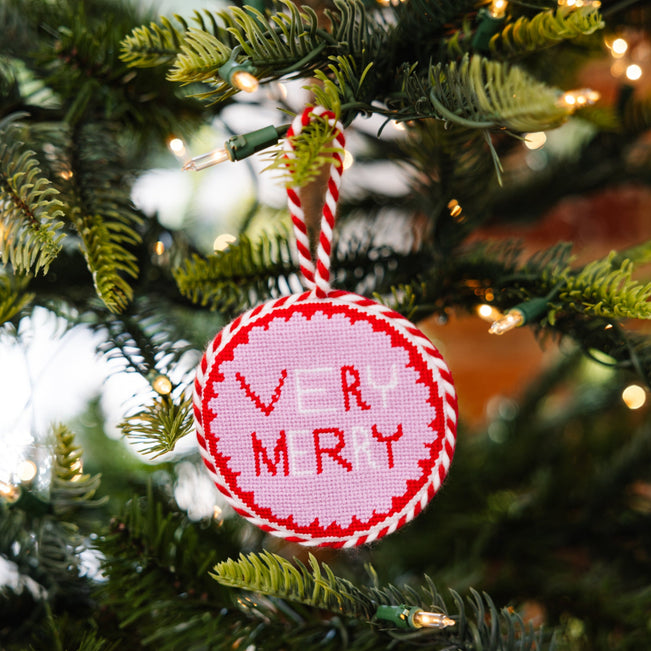 Needlepoint Ornament - Very Merry - Furbish Studio