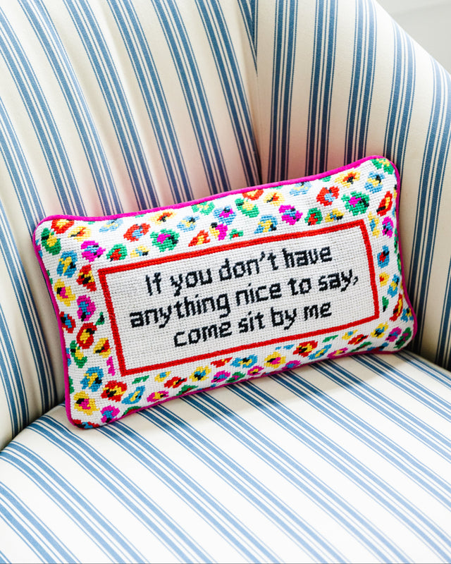 Come Sit By Me Needlepoint Pillow - Furbish Studio