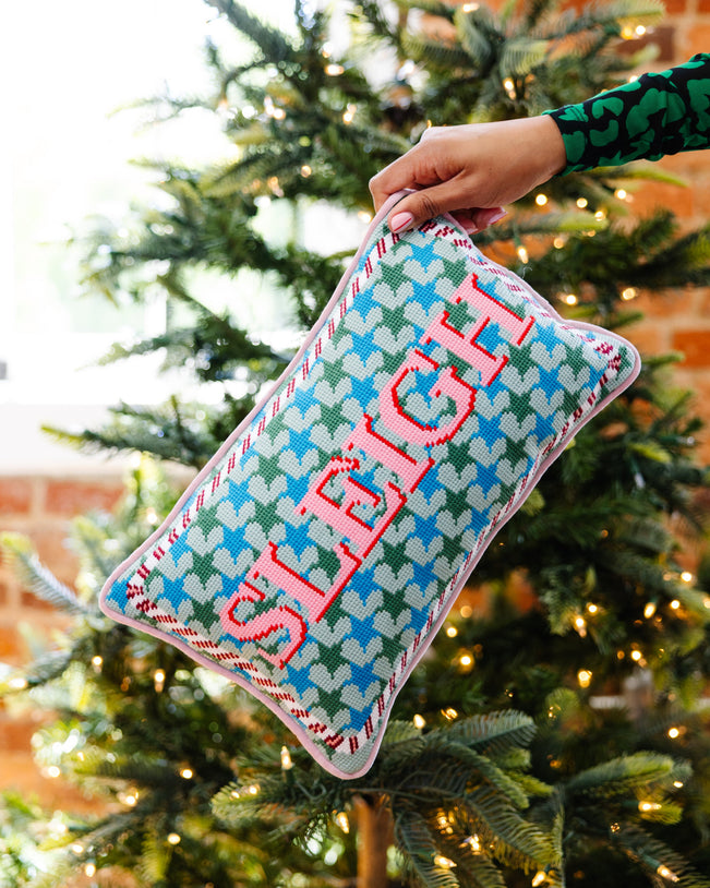 Sleigh Needlepoint Pillow - Furbish Studio