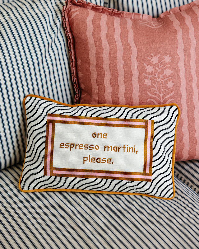 Espresso Martini Needlepoint Pillow - Furbish Studio