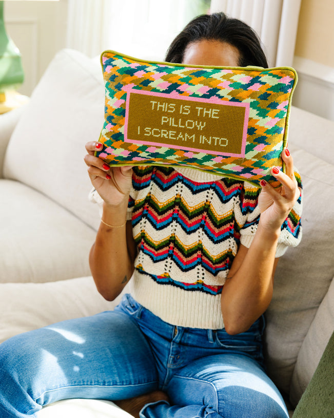Scream Needlepoint Pillow - Furbish Studio