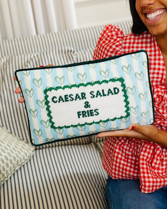 Girl Dinner Needlepoint Pillow - Furbish Studio