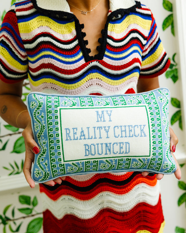 Reality Check Needlepoint Pillow - Furbish Studio