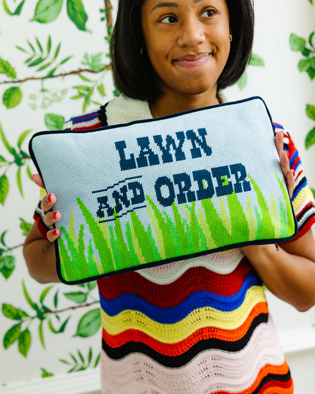 Lawn & Order Needlepoint Pillow - Furbish Studio