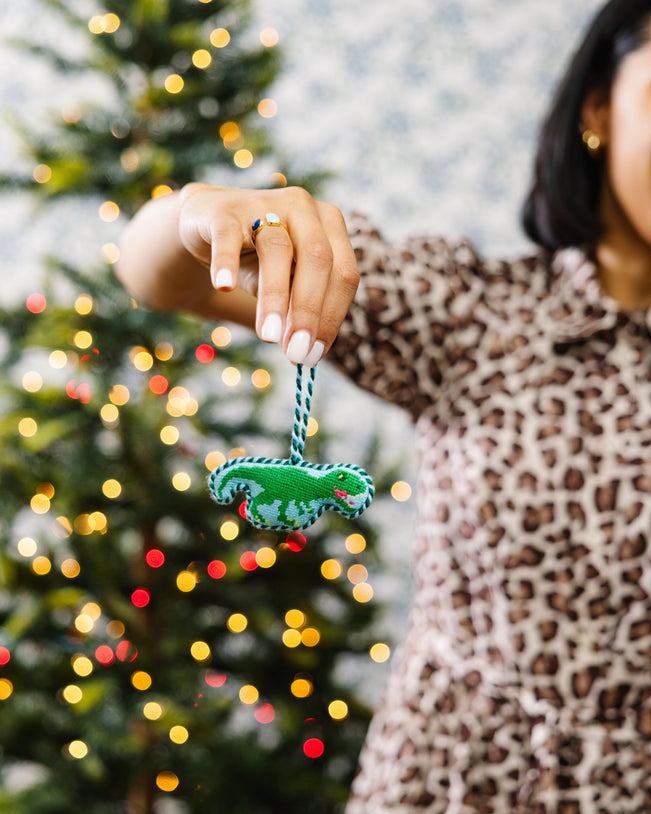 Needlepoint Icon Ornament - Dinosaur - Furbish Studio