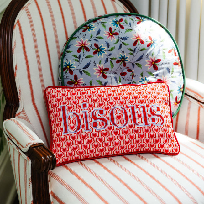 Bisous Needlepoint Pillow - Furbish Studio