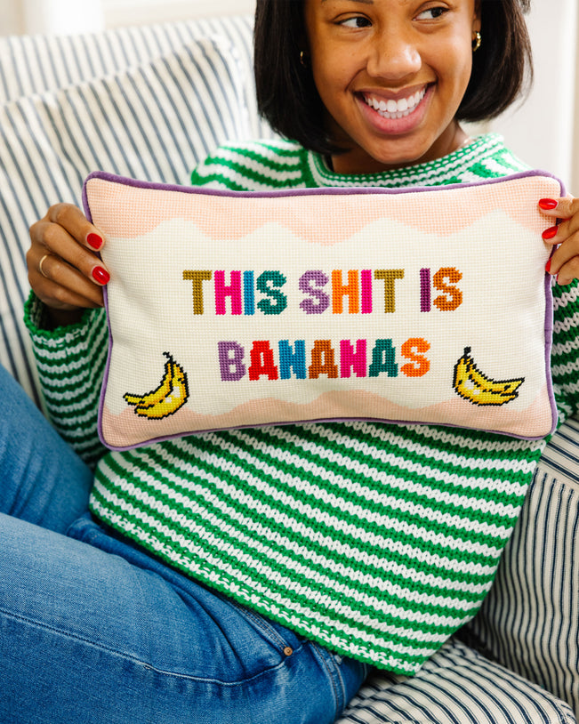 Bananas Needlepoint Pillow - Furbish Studio