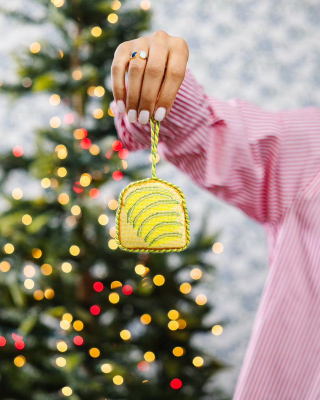 Needlepoint Icon Ornament - Avocado Toast - Furbish Studio