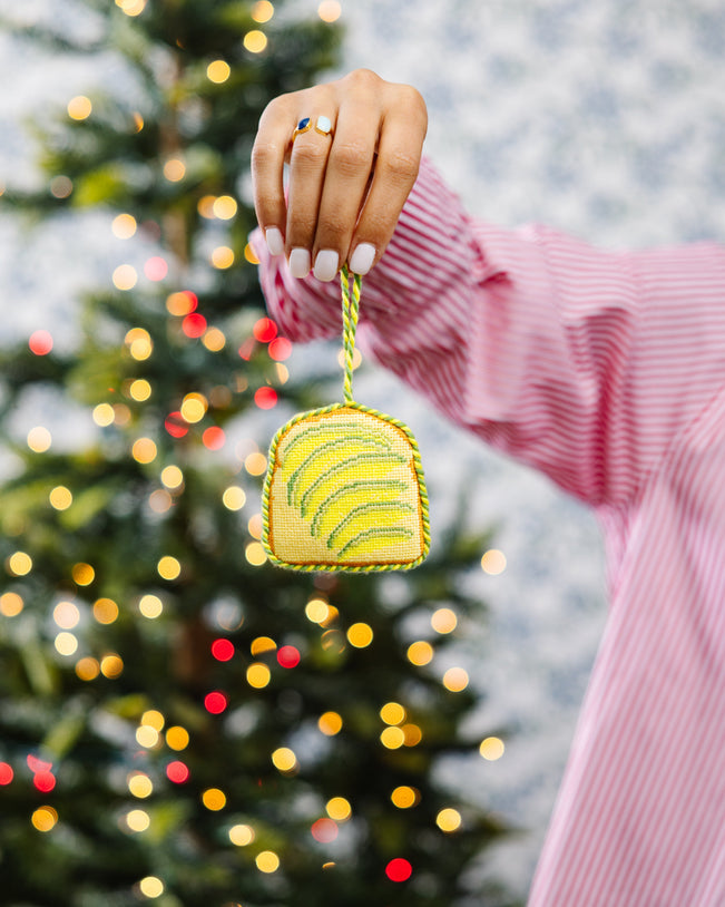 Needlepoint Icon Ornament - Avocado Toast - Furbish Studio