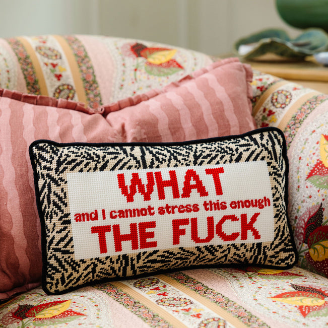 WTF Needlepoint Pillow - Furbish Studio