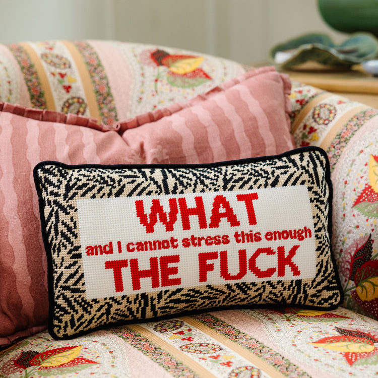 WTF Needlepoint Pillow - Furbish Studio