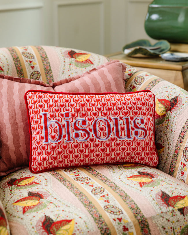 Bisous Needlepoint Pillow - Furbish Studio