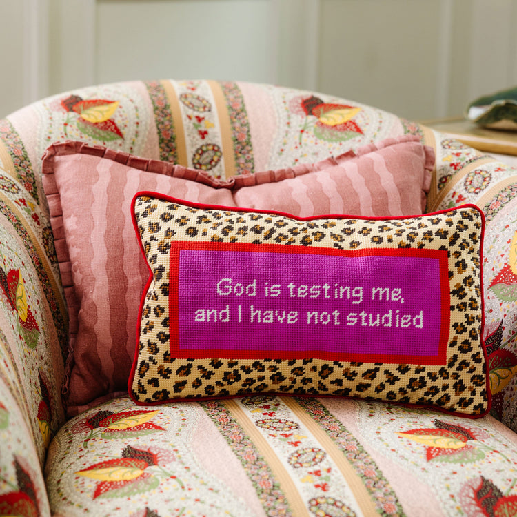 God Testing Me Needlepoint Pillow - Furbish Studio