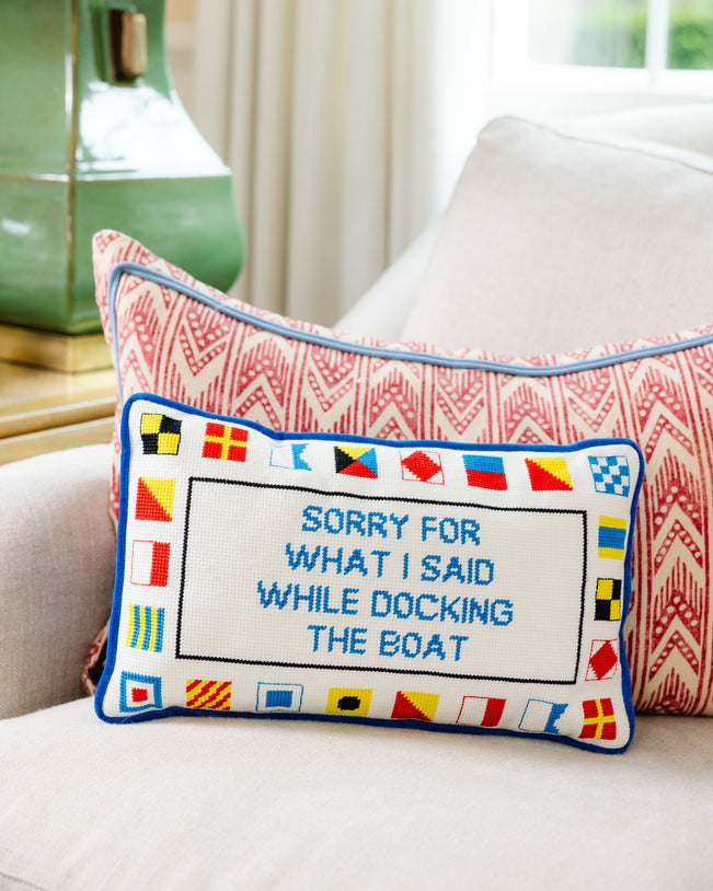 Docking The Boat Needlepoint Pillow - Furbish Studio