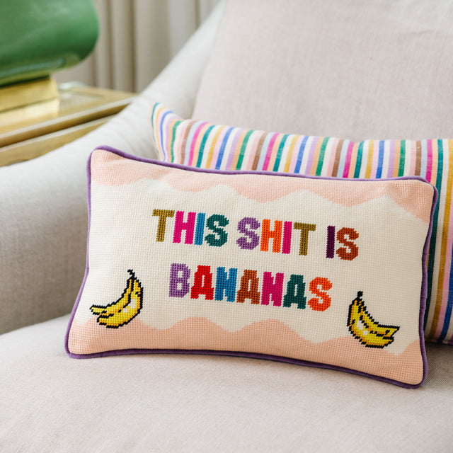 Bananas Needlepoint Pillow - Furbish Studio