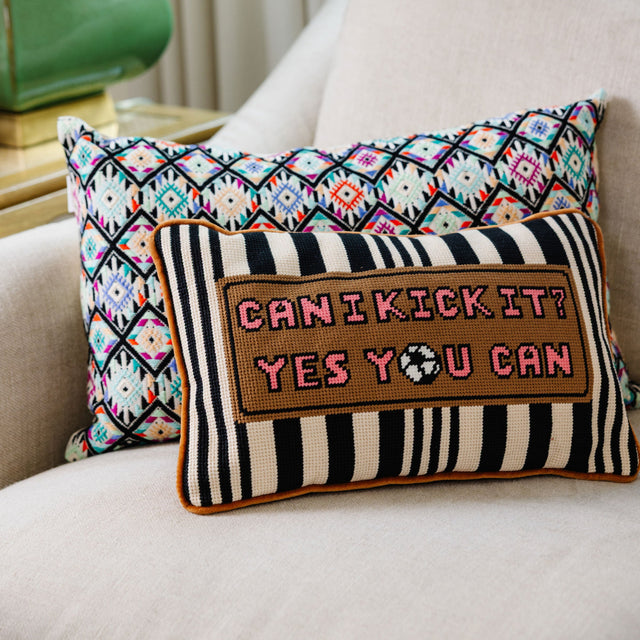 Can I Kick It Needlepoint Pillow - Furbish Studio