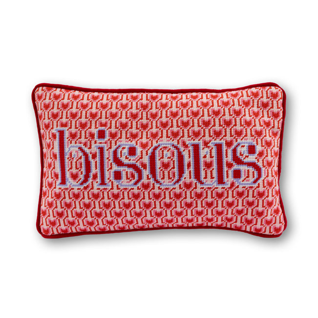 Bisous Needlepoint Pillow - Furbish Studio