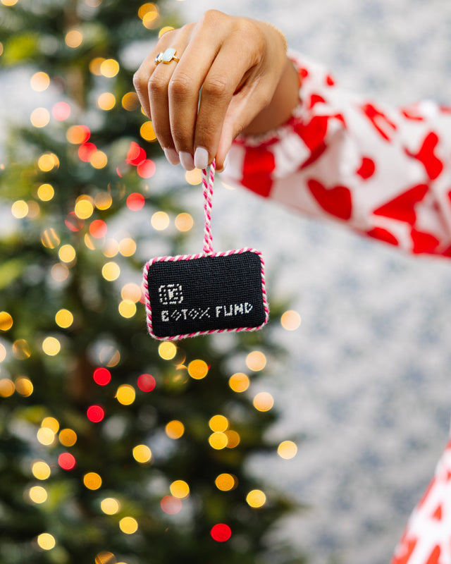 Needlepoint Icon Ornament - Black Card - Furbish Studio