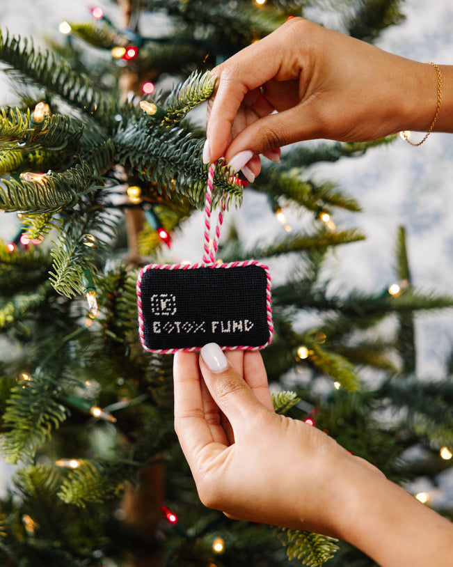 Needlepoint Icon Ornament - Black Card - Furbish Studio