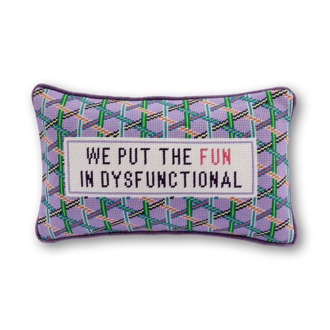 Fun in Dysfunctional Needlepoint Pillow - Furbish Studio