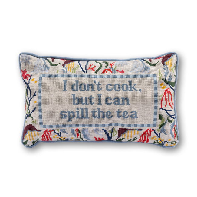 Spill the Tea Needlepoint Pillow - Furbish Studio