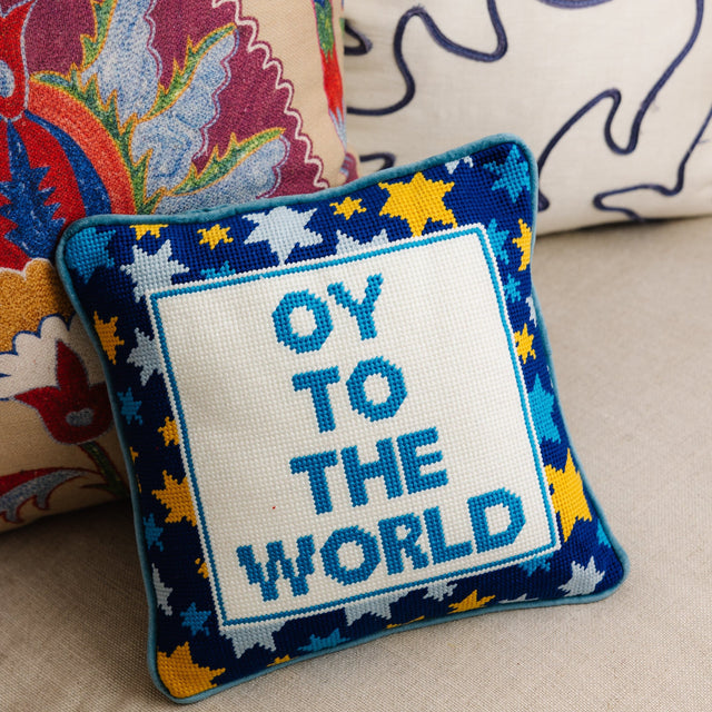 Oy Needlepoint Pillow - Furbish Studio