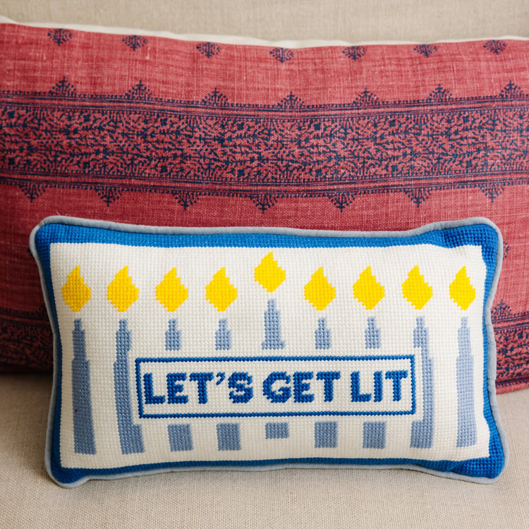 Let's Get Lit Needlepoint Pillow - Furbish Studio