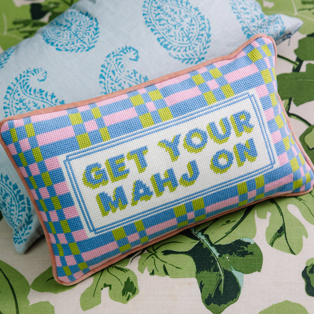 Get Your Mahj On Needlepoint Pillow - Furbish Studio