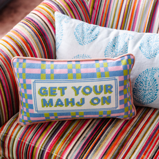 Get Your Mahj On Needlepoint Pillow - Furbish Studio